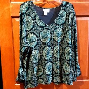 Coldwater Creek 3X Flutter Sleeve Top NWOT